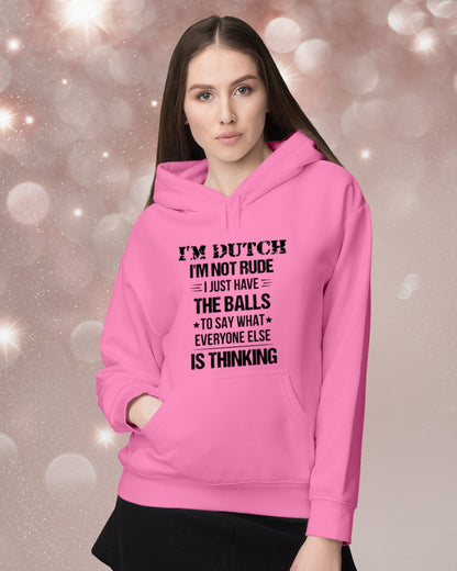 I'M NOT RUDE I'M DUTCH - Hooded Sweatshirt - Heliconia - lifestyle-holiday-hoodie-front-1