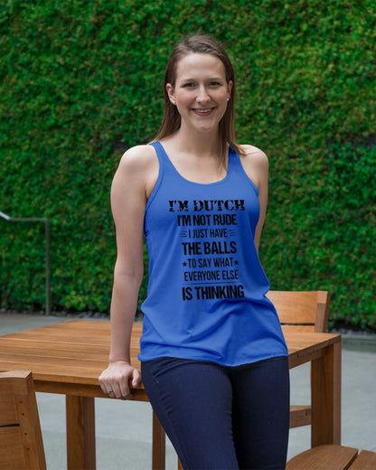 I'M NOT RUDE I'M DUTCH - Ladies Flowy Tank - Royal Blue - lifestyle-bellaflowy-tank-front-1
