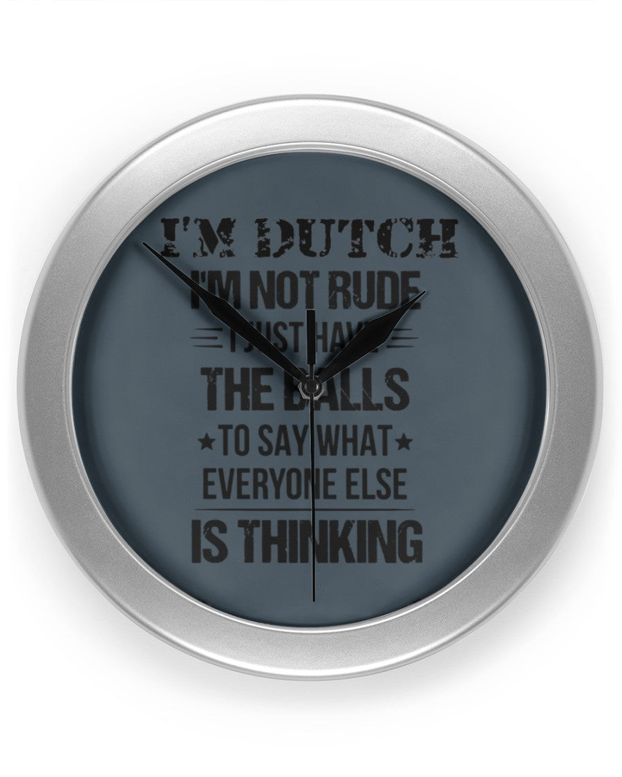 I'M NOT RUDE I'M DUTCH - Wall Clock - Charcoal Grey - Front