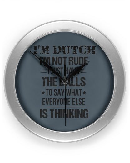 I'M NOT RUDE I'M DUTCH - Wall Clock - Charcoal Grey - Front