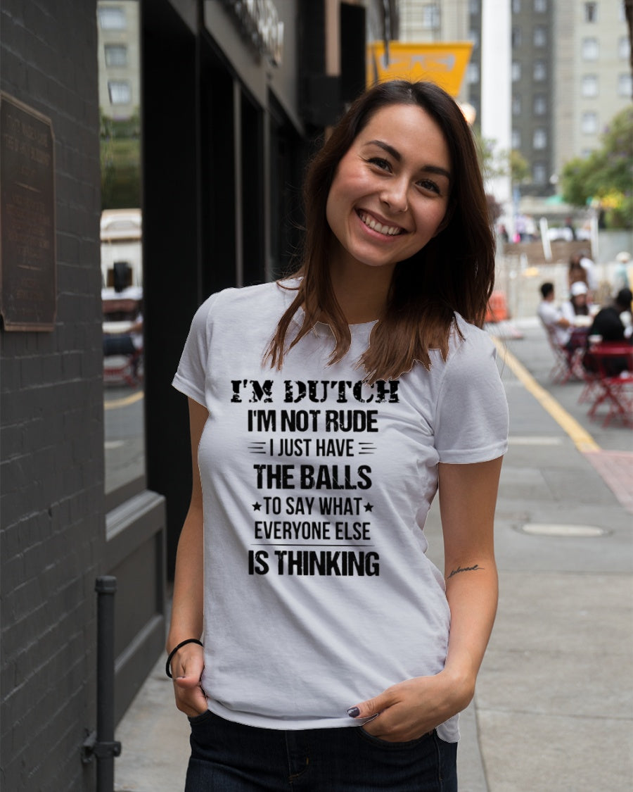 I'M NOT RUDE I'M DUTCH - Premium Fit Ladies Tee - Ash - lifestyle-women-crewneck-front-5