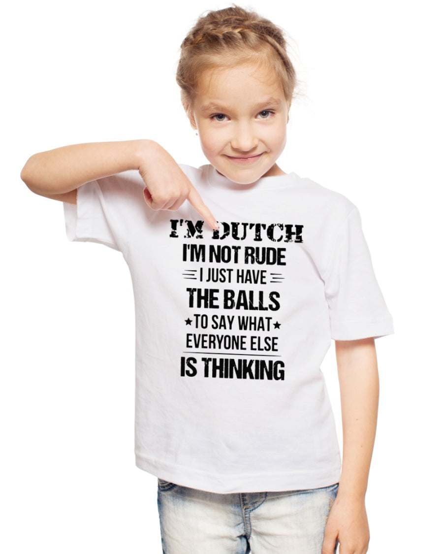 I'M NOT RUDE I'M DUTCH - Youth T-Shirt - White - lifestyle-youth-tshirt-front-2