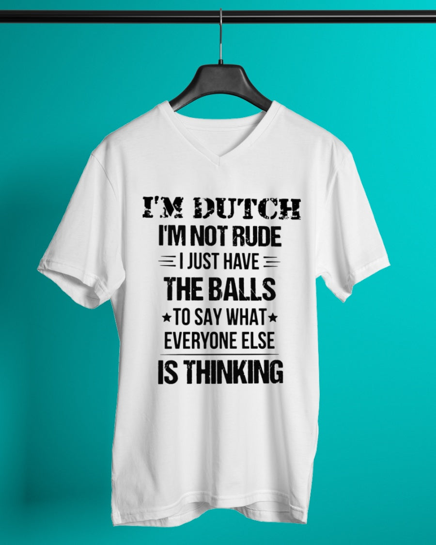 I'M NOT RUDE I'M DUTCH - V-Neck T-Shirt - White - lifestyle-mens-vneck-front-3