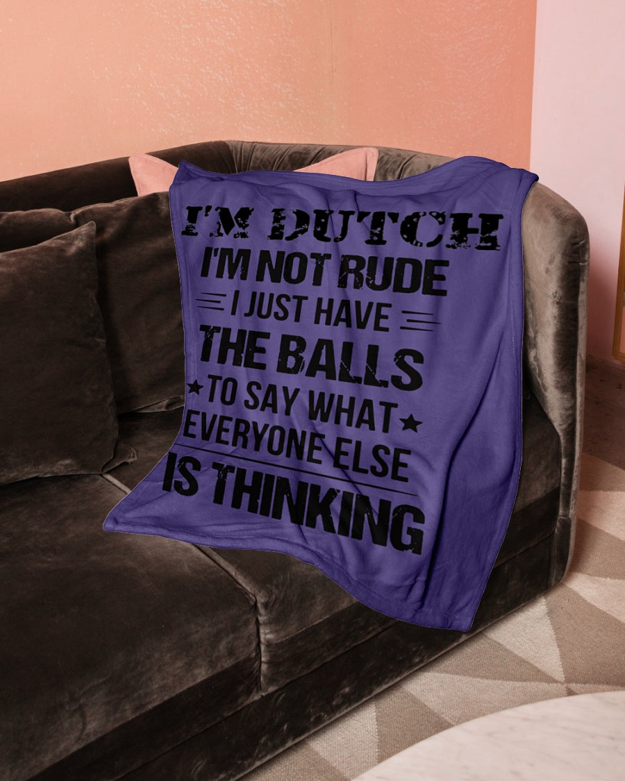 I'M NOT RUDE I'M DUTCH - Small Fleece Blanket - 30" x 40" - Purple - aos-coral-fleece-blanket-30x40-lifestyle-front-05