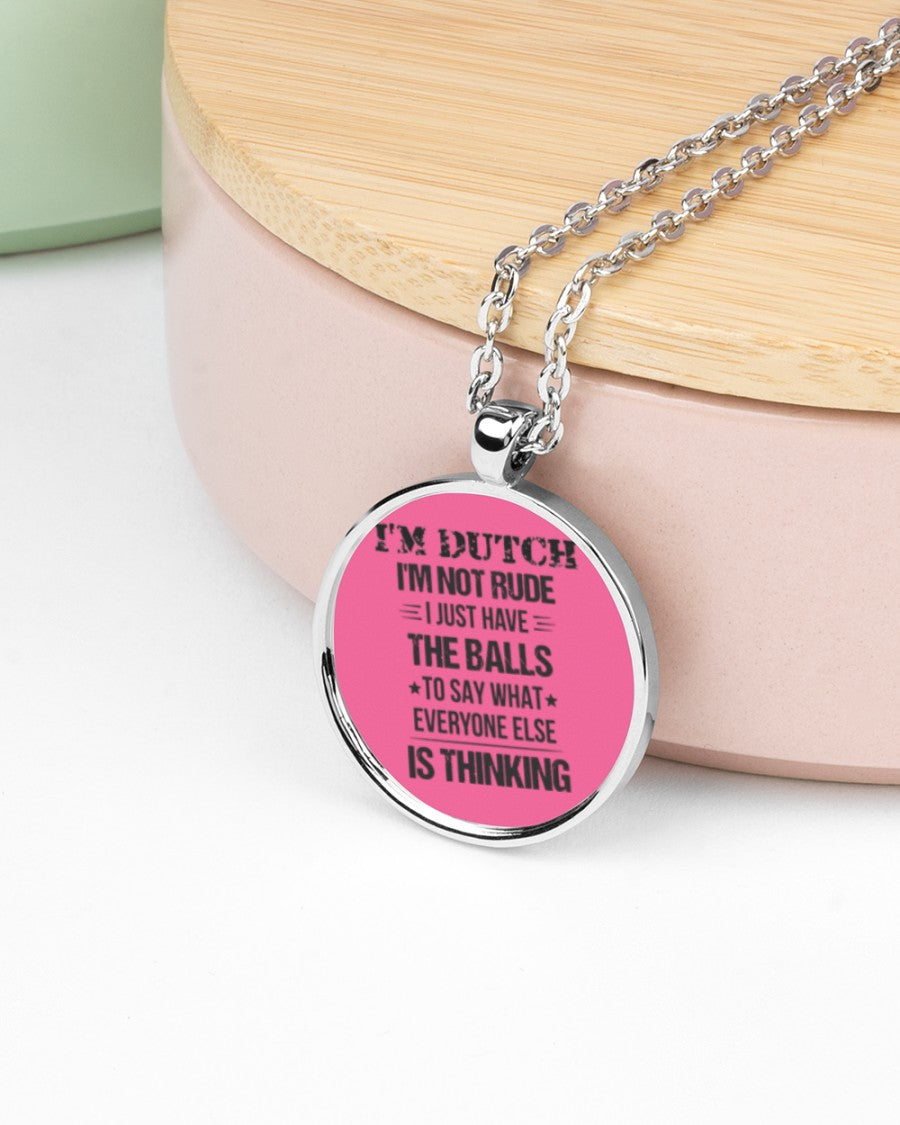 I'M NOT RUDE I'M DUTCH - Metallic Circle Necklace - Cyber Pink - aos-necklace-circle-metallic-lifestyle-08