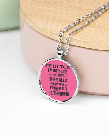 I'M NOT RUDE I'M DUTCH - Metallic Circle Necklace - Cyber Pink - aos-necklace-circle-metallic-lifestyle-08