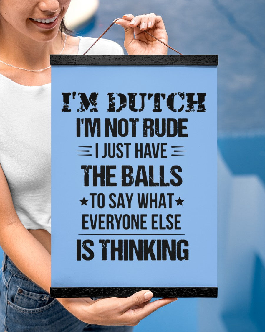 I'M NOT RUDE I'M DUTCH - 12x16 Black Hanging Canvas - Light Blue - aos-hanging-canvas-12x16-lifestyle-front-29