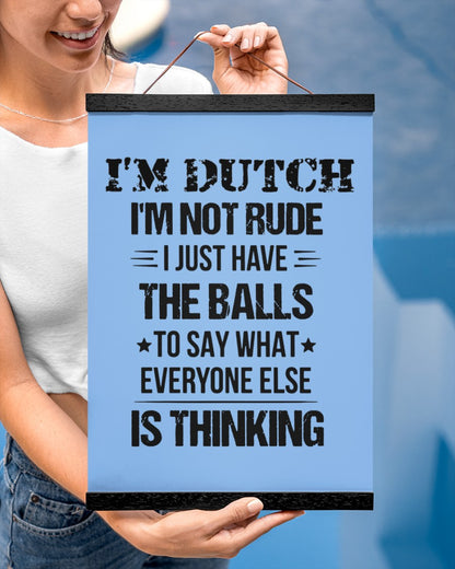 I'M NOT RUDE I'M DUTCH - 12x16 Black Hanging Canvas - Light Blue - aos-hanging-canvas-12x16-lifestyle-front-29