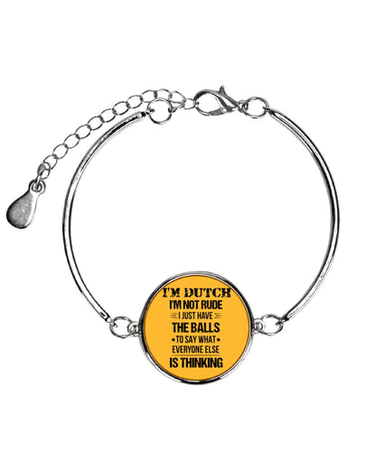I'M NOT RUDE I'M DUTCH - Metallic Circle Bracelet - Gold - Front