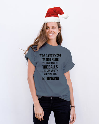 I'M NOT RUDE I'M DUTCH - Classic T-Shirt - Charcoal Grey - lifestyle-holiday-crewneck-front-1
