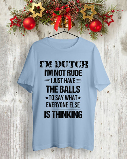 I'M NOT RUDE I'M DUTCH - Premium Fit Mens Tee - Baby Blue - lifestyle-holiday-crewneck-front-2