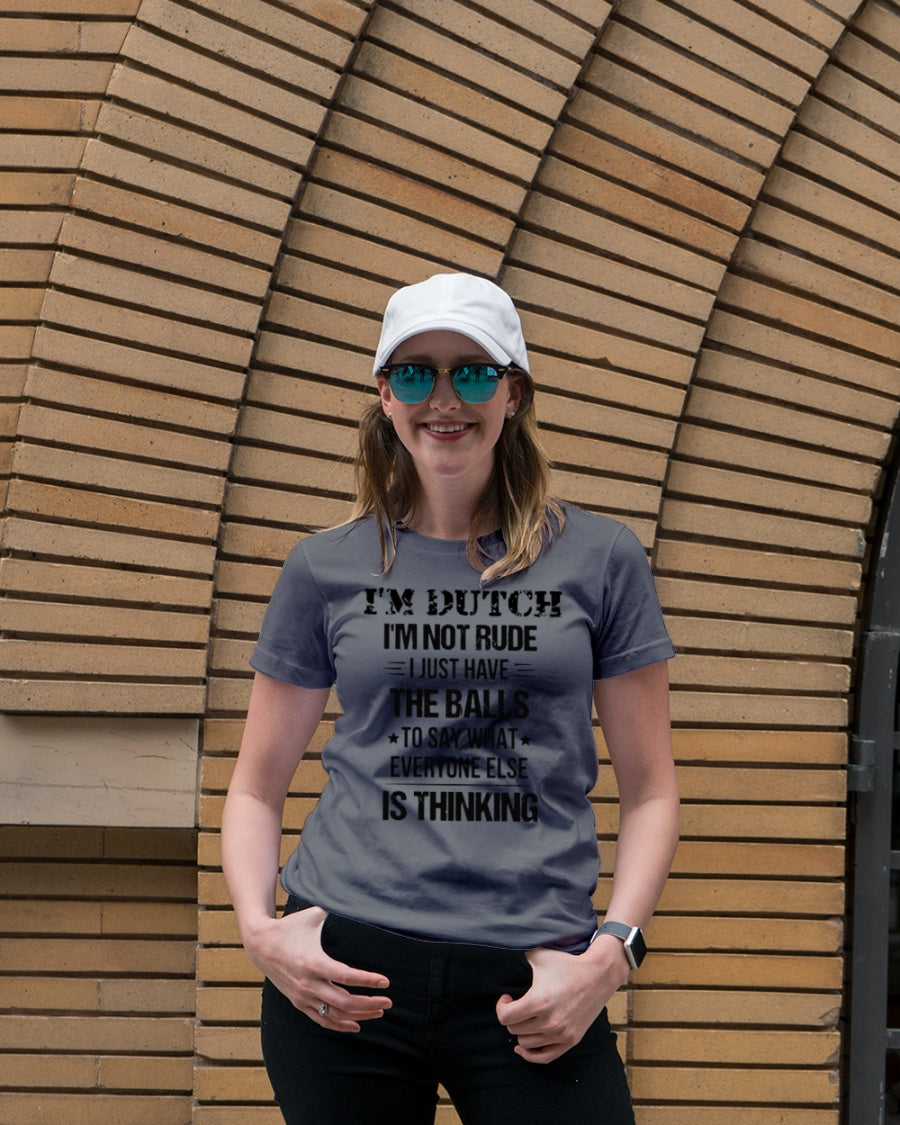 I'M NOT RUDE I'M DUTCH - Premium Fit Ladies Tee - Asphalt - lifestyle-women-crewneck-front-4