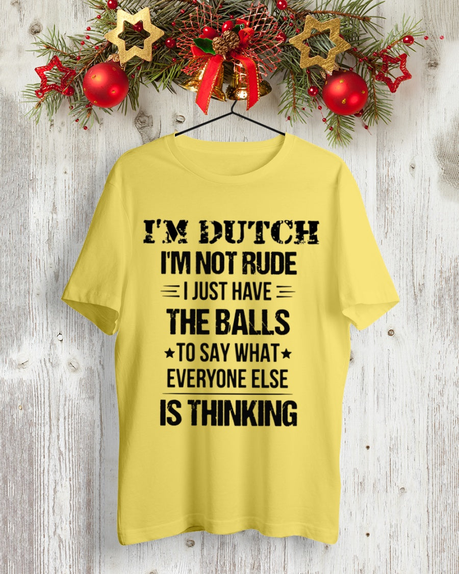 I'M NOT RUDE I'M DUTCH - Premium Fit Mens Tee - Sunshine - lifestyle-holiday-crewneck-front-2