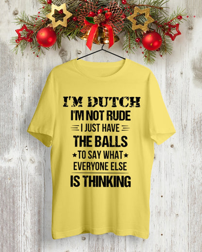 I'M NOT RUDE I'M DUTCH - Premium Fit Mens Tee - Sunshine - lifestyle-holiday-crewneck-front-2