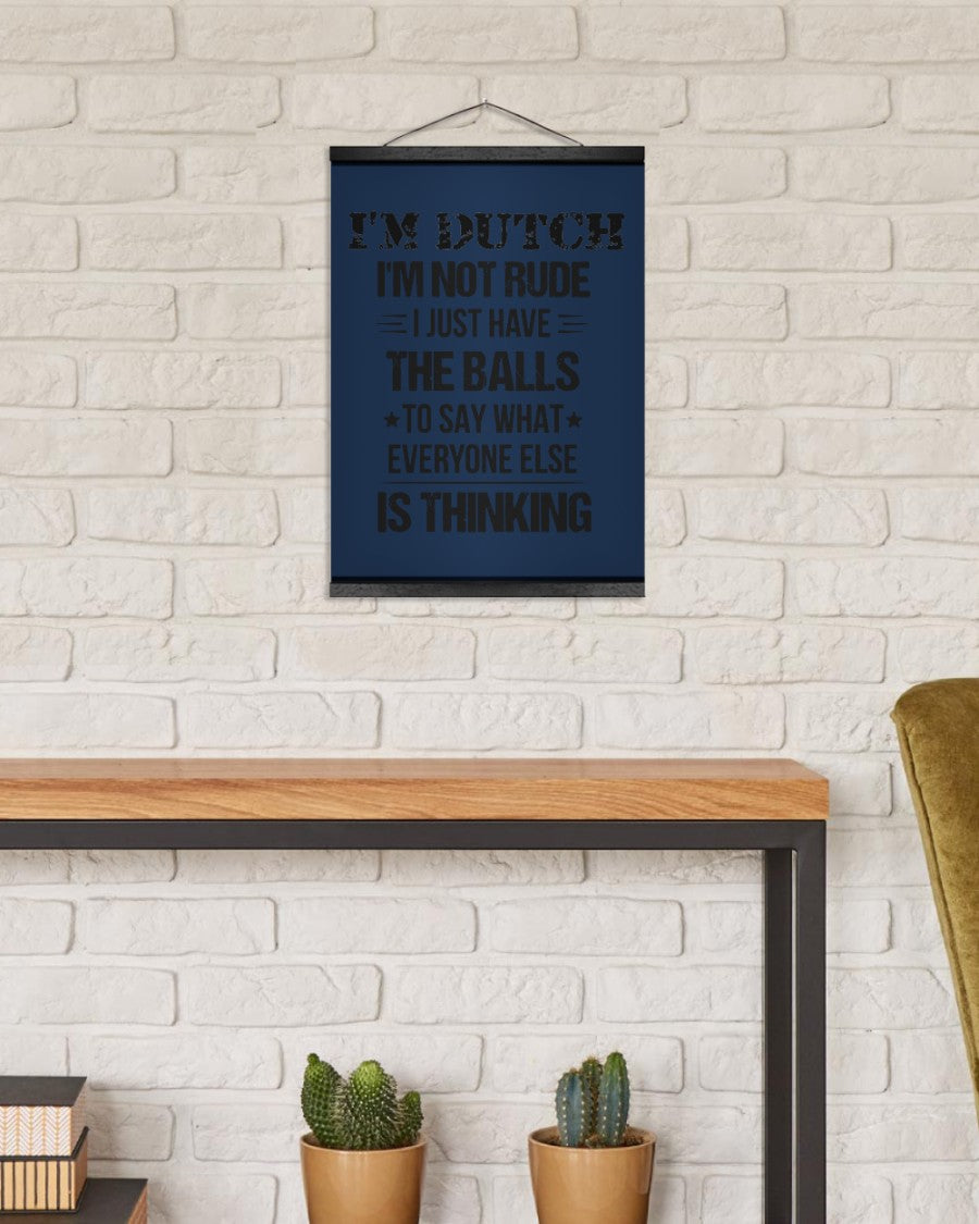 I'M NOT RUDE I'M DUTCH - 12x16 Black Hanging Canvas - J Navy - aos-hanging-canvas-12x16-lifestyle-front-03