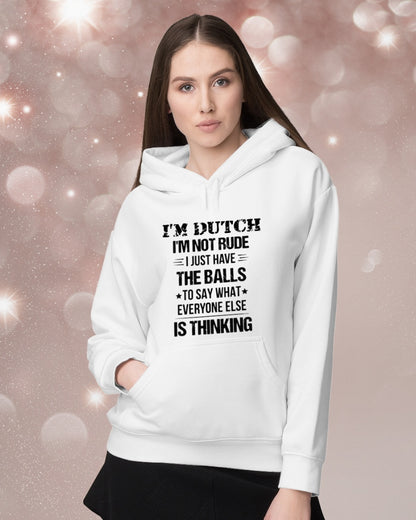 I'M NOT RUDE I'M DUTCH - Hooded Sweatshirt - White - lifestyle-holiday-hoodie-front-1