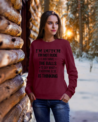 I'M NOT RUDE I'M DUTCH - Crewneck Sweatshirt - Maroon - lifestyle-holiday-sweater-front-1