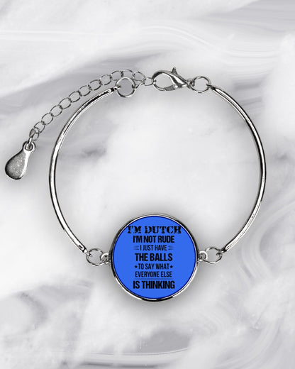 I'M NOT RUDE I'M DUTCH - Metallic Circle Bracelet - Royal - aos-bracelet-metal-front-lifestyle-8