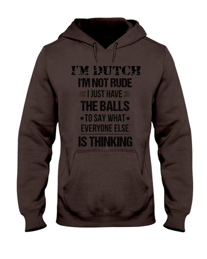 I'M NOT RUDE I'M DUTCH - Hooded Sweatshirt - Dark Chocolate - Front