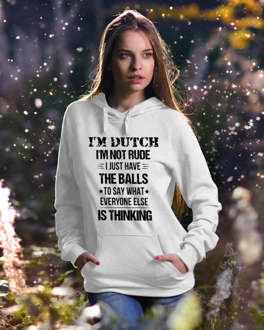 I'M NOT RUDE I'M DUTCH - Hooded Sweatshirt - White - lifestyle-holiday-hoodie-front-5