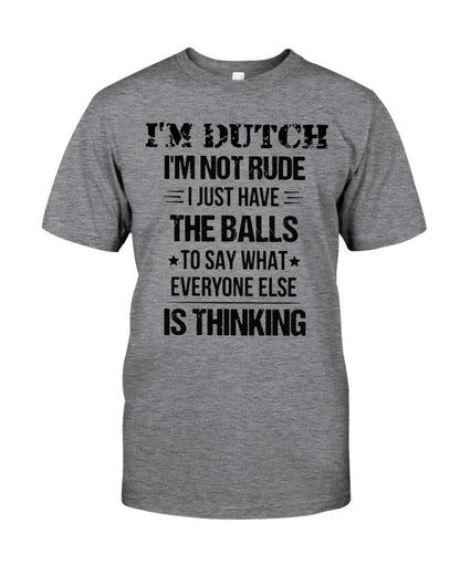 I'M NOT RUDE I'M DUTCH - Classic T-Shirt - Athletic Heather - Front