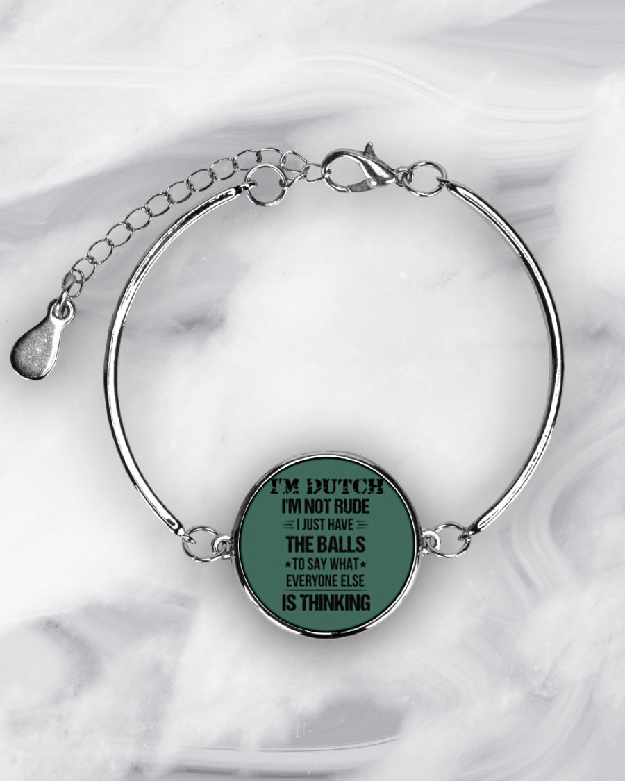 I'M NOT RUDE I'M DUTCH - Metallic Circle Bracelet - Forest Green - aos-bracelet-metal-front-lifestyle-8