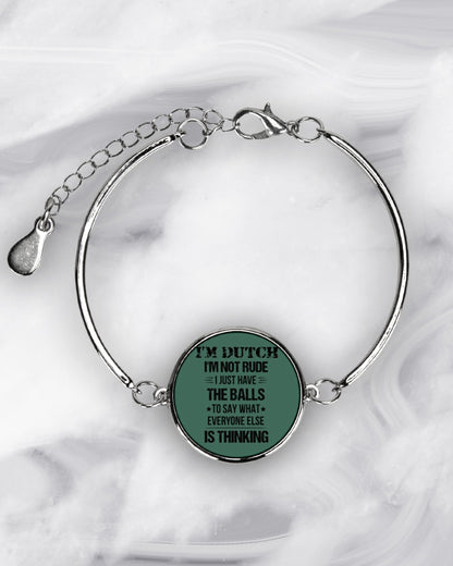 I'M NOT RUDE I'M DUTCH - Metallic Circle Bracelet - Forest Green - aos-bracelet-metal-front-lifestyle-8
