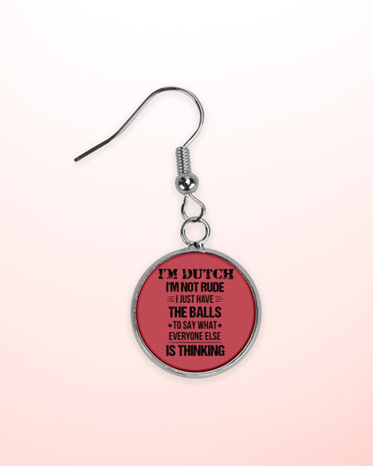 I'M NOT RUDE I'M DUTCH - Circle Earrings - True Red - aos-earring-circle-front-lifestyle-2