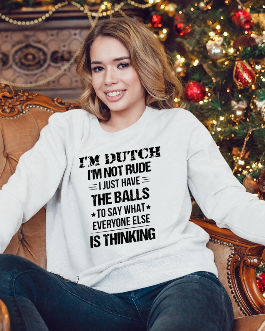 I'M NOT RUDE I'M DUTCH - Crewneck Sweatshirt - White - lifestyle-holiday-sweater-front-3
