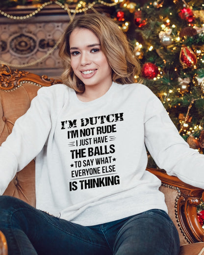 I'M NOT RUDE I'M DUTCH - Crewneck Sweatshirt - White - lifestyle-holiday-sweater-front-3