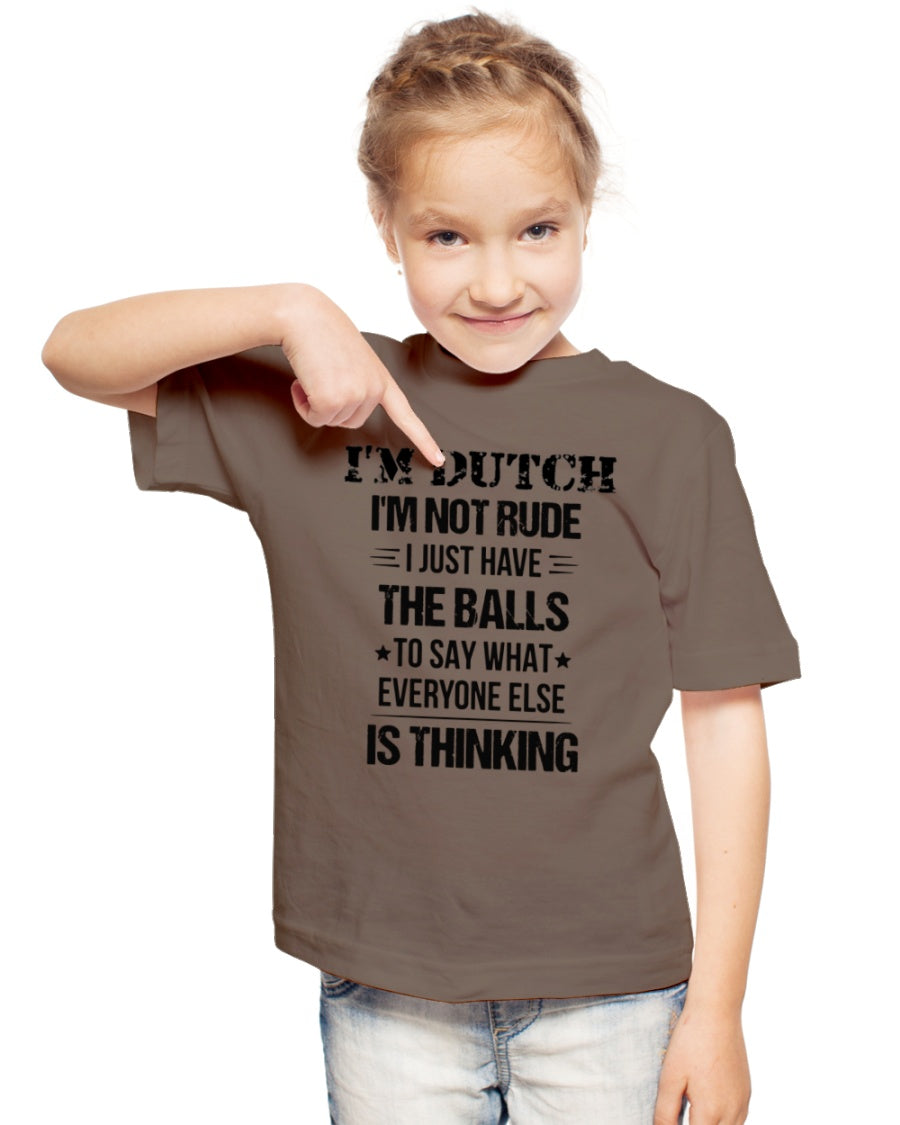I'M NOT RUDE I'M DUTCH - Youth T-Shirt - Chocolate - lifestyle-youth-tshirt-front-2