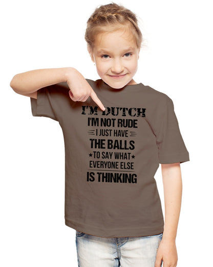 I'M NOT RUDE I'M DUTCH - Youth T-Shirt - Chocolate - lifestyle-youth-tshirt-front-2