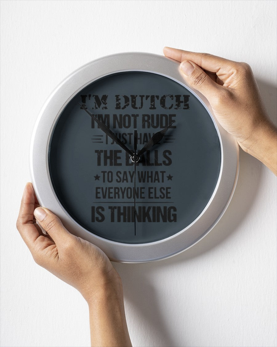 I'M NOT RUDE I'M DUTCH - Wall Clock - Charcoal Grey - aos-wall-clock-lifestyle-front-05