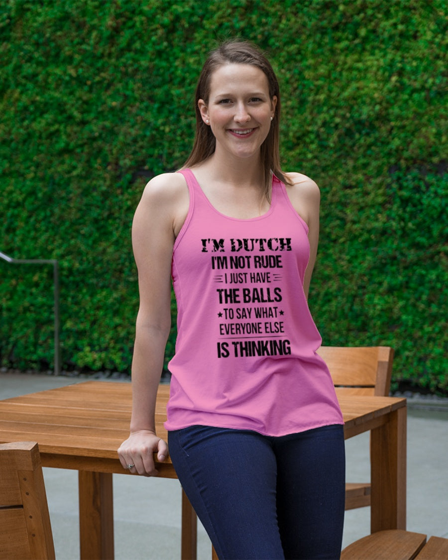 I'M NOT RUDE I'M DUTCH - Ladies Flowy Tank - Neon Pink - lifestyle-bellaflowy-tank-front-1
