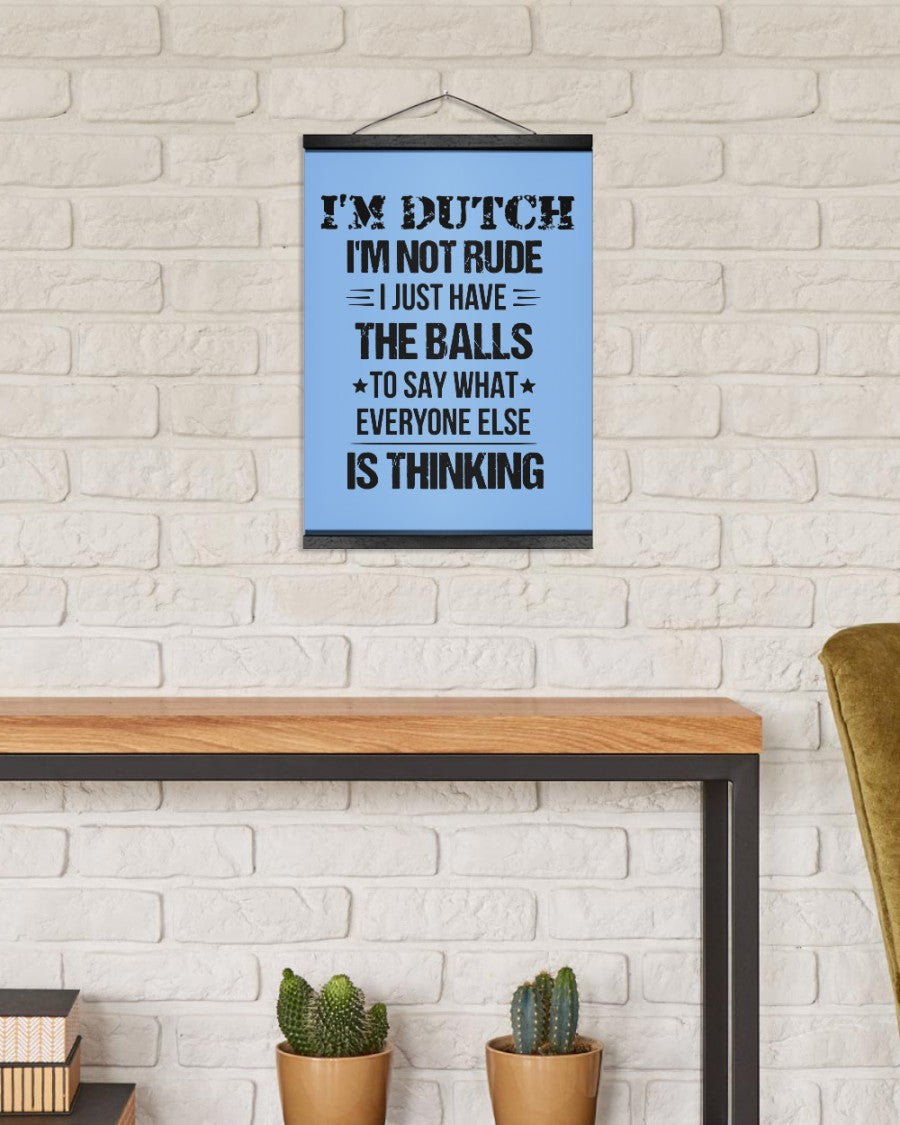 I'M NOT RUDE I'M DUTCH - 12x16 Black Hanging Canvas - Light Blue - aos-hanging-canvas-12x16-lifestyle-front-03