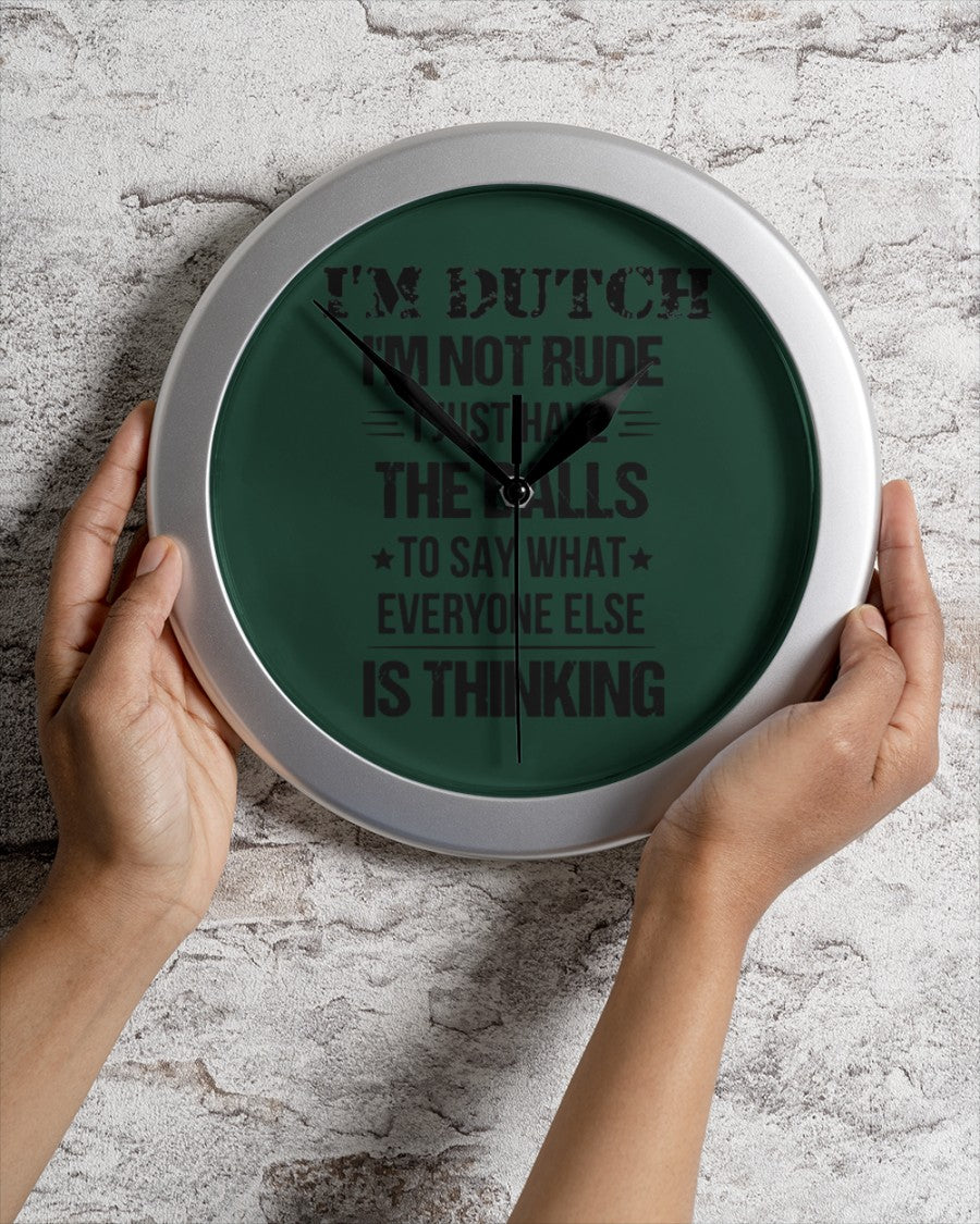 I'M NOT RUDE I'M DUTCH - Wall Clock - Forest Green - aos-wall-clock-lifestyle-front-02