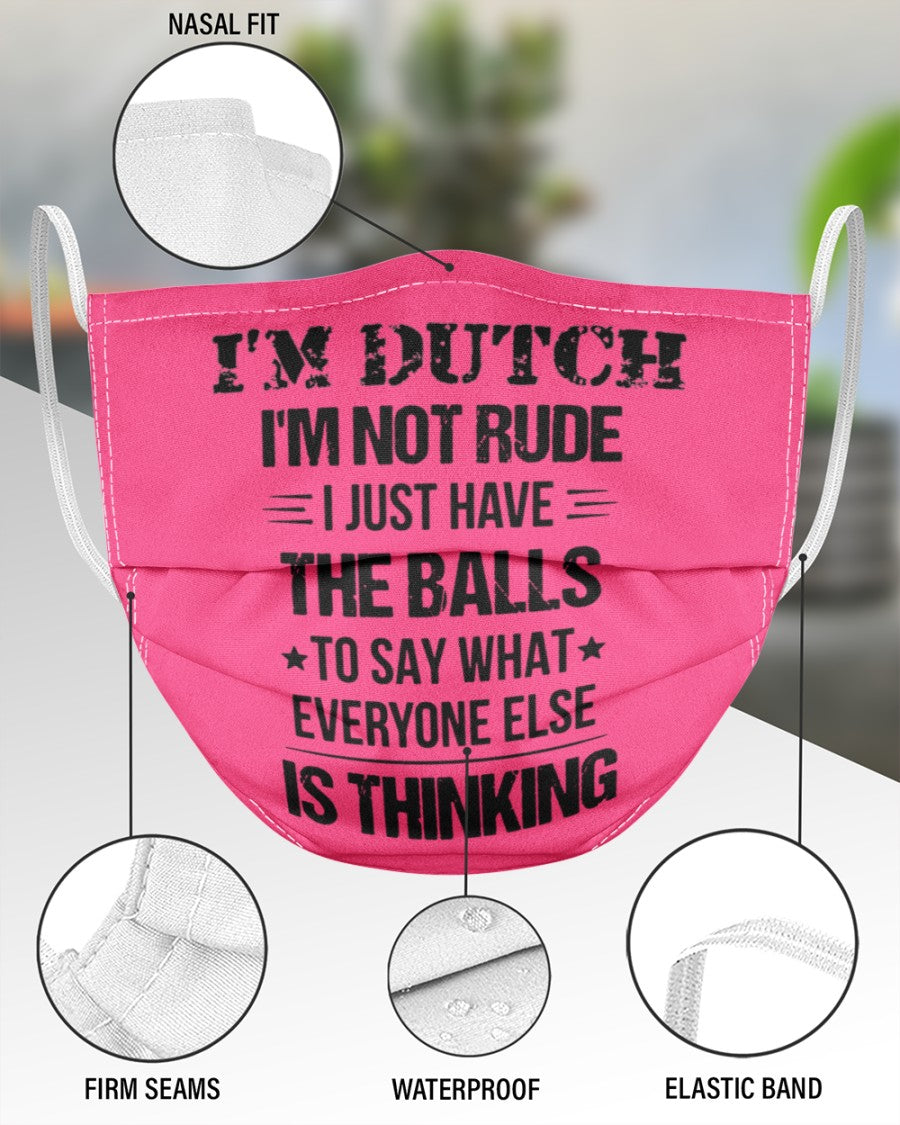 I'M NOT RUDE I'M DUTCH - 3 Layer Face Mask - Single - Cyber Pink - aos-face-mask-3-layers-lifestyle-front-49