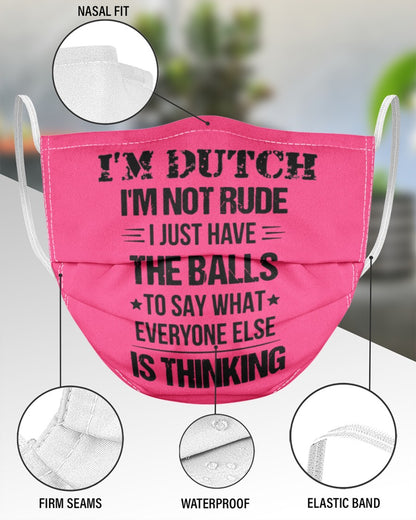 I'M NOT RUDE I'M DUTCH - 3 Layer Face Mask - Single - Cyber Pink - aos-face-mask-3-layers-lifestyle-front-49