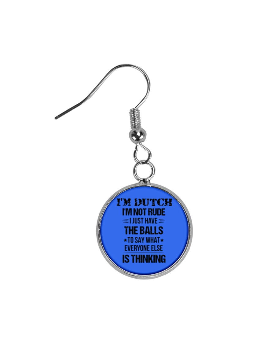 I'M NOT RUDE I'M DUTCH - Circle Earrings - Royal - Front