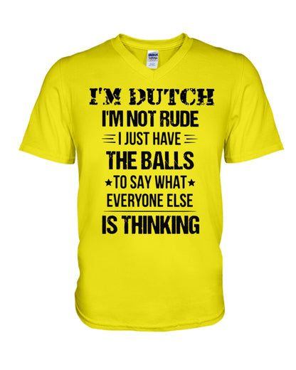 I'M NOT RUDE I'M DUTCH - V-Neck T-Shirt - Neon Yellow - Front