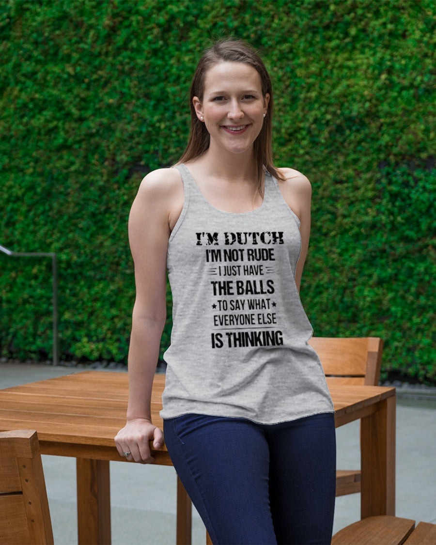 I'M NOT RUDE I'M DUTCH - Ladies Flowy Tank - Athletic Heather - lifestyle-bellaflowy-tank-front-1