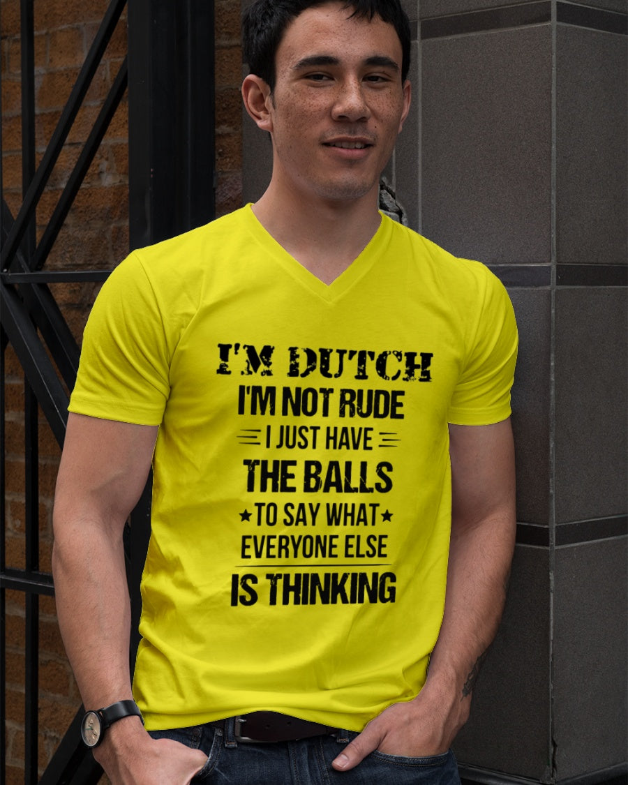 I'M NOT RUDE I'M DUTCH - V-Neck T-Shirt - Neon Yellow - lifestyle-mens-vneck-front-2