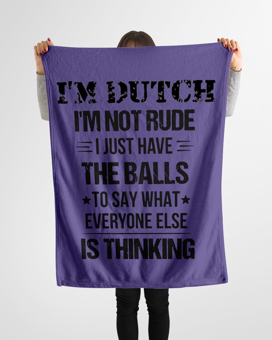 I'M NOT RUDE I'M DUTCH - Small Fleece Blanket - 30" x 40" - Purple - aos-coral-fleece-blanket-30x40-lifestyle-front-14