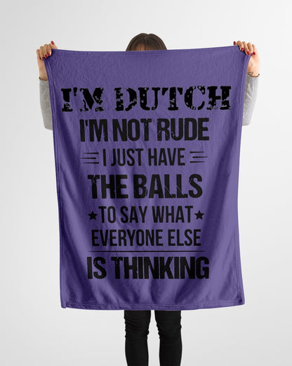 I'M NOT RUDE I'M DUTCH - Small Fleece Blanket - 30" x 40" - Purple - aos-coral-fleece-blanket-30x40-lifestyle-front-14