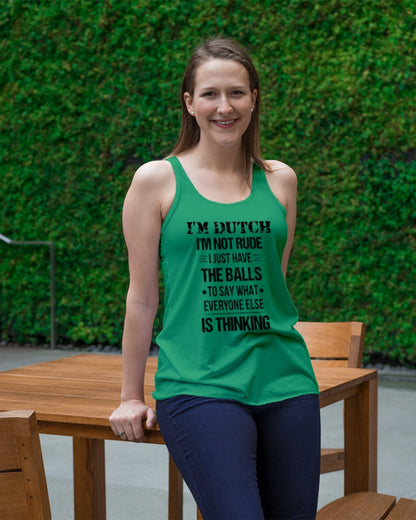 I'M NOT RUDE I'M DUTCH - Ladies Flowy Tank - Kelly - lifestyle-bellaflowy-tank-front-1