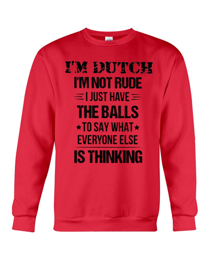 I'M NOT RUDE I'M DUTCH - Crewneck Sweatshirt - Red - Front