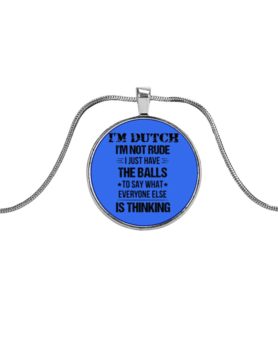 I'M NOT RUDE I'M DUTCH - Metallic Circle Necklace - Royal - Front