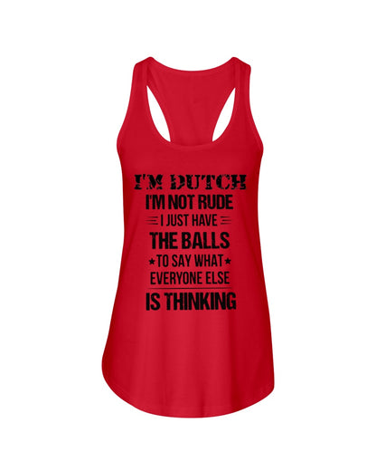 I'M NOT RUDE I'M DUTCH - Ladies Flowy Tank - Red - Front