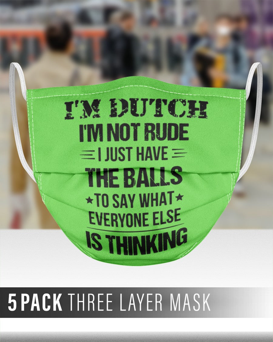 I'M NOT RUDE I'M DUTCH - 3 Layer Face Mask - 5 Pack - Kiwi - aos-face-mask-3-layers-lifestyle-front-48
