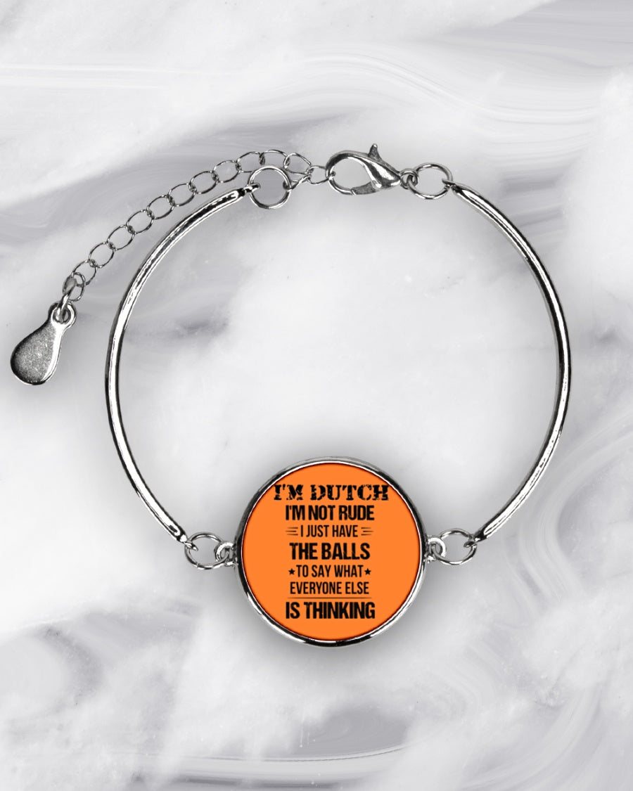 I'M NOT RUDE I'M DUTCH - Metallic Circle Bracelet - Burnt Orange - aos-bracelet-metal-front-lifestyle-8